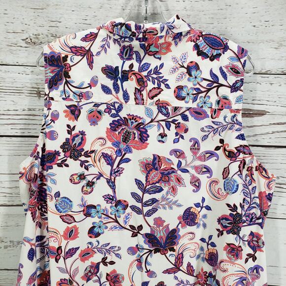 I.B. Diffusion Floral Paisley Cotton Sleeveless Side Pockets Dress Size 2X - Picture 14 of 15